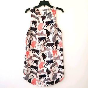 H&M Wild Jungle Cat Print Sheath Dress Size 8